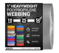 Strapworks Heavyweight Polypropylene Webbing - Heavy Duty Poly Strapping for Outdoor DIY Gear Repair 1 Inch x 50 Yards - Silver Gray