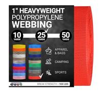 Strapworks Heavyweight Polypropylene Webbing - Heavy Duty Poly Strapping for Outdoor DIY Gear Repair, 1 Inch x 25 Yards - Blood Orange