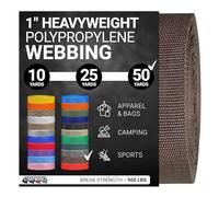 Strapworks Heavyweight Polypropylene Webbing - Heavy Duty Poly Strapping for Outdoor DIY Gear Repair, 1 Inch x 50 Yards - Brown
