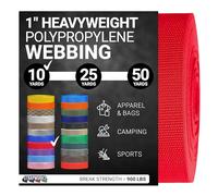 Strapworks Heavyweight Polypropylene Webbing - Heavy Duty Poly Strapping for Outdoor DIY Gear Repair, 1 Inch x 10 Yards - Red