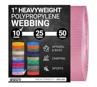 Strapworks Heavyweight Polypropylene Webbing - Heavy Duty Poly Strapping for Outdoor DIY Gear Repair, 1 Inch x 10 Yards - Pink