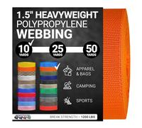 Strapworks Heavyweight Polypropylene Webbing - Heavy Duty Poly Strapping for Outdoor DIY Gear Repair, 1.5 Inch x 10 Yards, Orange