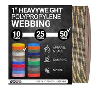Strapworks Heavyweight Polypropylene Webbing - Heavy Duty Poly Strapping for Outdoor DIY Gear Repair, 1 Inch x 50 Yards - Woodland Camo