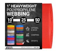 Strapworks Heavyweight Polypropylene Webbing - Heavy Duty Poly Strapping for Outdoor DIY Gear Repair, 1 Inch x 10 Yards - Blood Orange