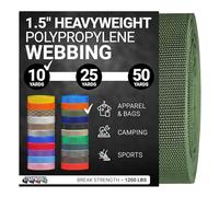 Strapworks Heavyweight Polypropylene Webbing - Heavy Duty Poly Strapping for Outdoor DIY Gear Repair, 1.5 Inch x 10 Yards, Olive Drab