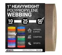 Strapworks Heavyweight Polypropylene Webbing - Heavy Duty Poly Strapping for Outdoor DIY Gear Repair, 1 Inch x 50 Yards - Tan