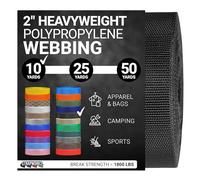 Strapworks Heavyweight Polypropylene Webbing - Heavy Duty Poly Strapping for Outdoor DIY Gear Repair, 2 Inch x 10 Yards - Black