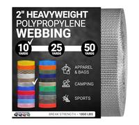 Strapworks Heavyweight Polypropylene Webbing - Heavy Duty Poly Strapping for Outdoor DIY Gear Repair, 2 Inch x 10 Yards - Silver Gray
