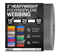 Strapworks Heavyweight Polypropylene Webbing - Heavy Duty Poly Strapping for Outdoor DIY Gear Repair, 2 Inch x 10 Yards - Charcoal