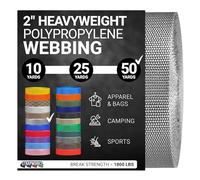 Strapworks Heavyweight Polypropylene Webbing - Heavy Duty Poly Strapping for Outdoor DIY Gear Repair, 2 Inch x 50 Yards - Silver Gray