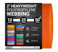 Strapworks Heavyweight Polypropylene Webbing - Heavy Duty Poly Strapping for Outdoor DIY Gear Repair, 2 Inch x 50 Yards - Orange