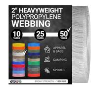 Strapworks Heavyweight Polypropylene Webbing - Heavy Duty Poly Strapping for Outdoor DIY Gear Repair, 2 Inch x 50 Yards - White