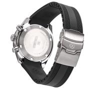 StrapXPro Watch Band 20mm Curved-end Rubber Watch Strap Replacement for Seiko Prospex Speedtimer SSC813, SSC815, SSC817, SSC819, SSC909, SSC917, SSC933 (Black with Silver Clasp)