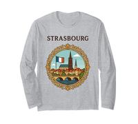 Strasbourg France City Landscape Bridge Victorian Frame Art Long Sleeve T-Shirt