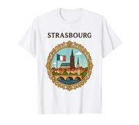 Strasbourg France City Landscape Bridge Victorian Frame Art T-Shirt