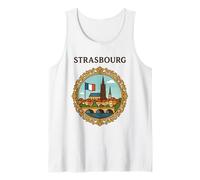 Strasbourg France City Landscape Bridge Victorian Frame Art Tank Top