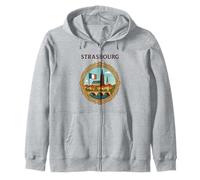 Strasbourg France City Landscape Bridge Victorian Frame Art Zip Hoodie