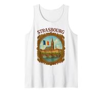 Strasbourg France City Travel Bridge Vintage Victorian Frame Tank Top