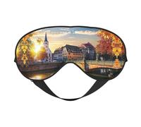 Strasbourg Sundown Print Sleep Mask Silk Eye Cover Soft Satin Blindfold Elastic Strap Night Eyeshade Travel Nap for Women Men
