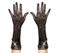 Strass Skull Spidermesh Halloween Theme Gloves for Fancy Dress Costumes Accessory