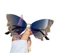 Strassonstone Sunglasses Butterfly Lenses Diamond Butterfly Sunglasses Cat Eye Women Rust-free Small Face Women Randless Small Face, Ice Blue, One Size