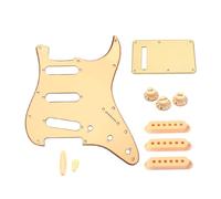 Strat Guitar Pickguard Set with SSS Style, Back Plate, Pickup Covers, Control Knobs, Switch Tip, and Bar Tip in Golden Pearl Finish