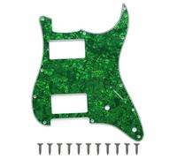 Strat Pickguard HH (2 Humbucker) Pick Guard 11 Hole ST/Strat Style Pickguard for USA/Mexico Stratocaster/Strat Modern Style Guitar Parts, 3 Ply with Screws (Green Pearl)