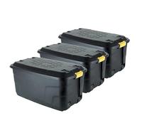 Strata 110L Wheeled Heavy Duty Storage Boxes, 3 Pack - Home & Kitchen Organization, 50.5cm x 77cm x 42cm