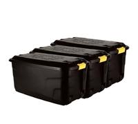 Strata 145L Heavy Duty Wheeled Storage Boxes - 3 Pack, Ideal for Home, Garage, Workshop Storage