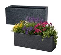 Strata 2 Slate Brick Effect Trough Planter Grey Ash Plastic Garden Patio Pot 60Cm