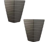 Strata 2 X Sankey Tall Square Trojan Planter Granite 40Cm X 40Cm X 52Cm