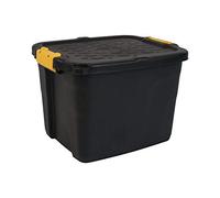 Strata 3 Piece Heavy Duty Storage Box, Secure Stackable Case, 42 Litres, 50 x 40 x 35 cm, Resistant to 410 kg, Black/Yellow