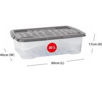 Strata 3 X 30 Litres Curve Plastic Stackable Storage Box & Lid With Clip-On Lids /free Next Day Delivery