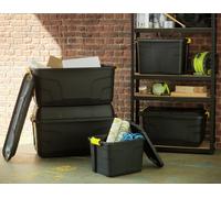 Strata 60L Heavy Duty Plastic Storage Box with Lid - Black