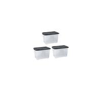 Strata 65L Clear Curve Storage Box With Lid - 3 Pack