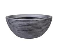 Strata Amalfi Round Plastic Plant Pot,Pewter Colour, Textured Style and Finish, Lightweight, Freestanding, Outdoor, Available in Large, Small and Bowl (mall Bowl Round)