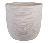 Strata Amalfi Round Plastic Plant Pot, Stone Colour, Textured Style and Finish, Lightweight, Freestanding, Outdoor (Small Round)