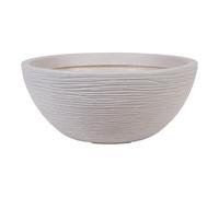 Strata Amalfi Round Plastic Plant Pot, Stone Colour, Textured Style and Finish, Lightweight, Freestanding, Outdoor (Small Bowl Round)