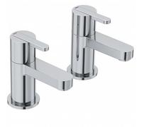 Strata Bath Tap Pair Chrome - Modern Bathroom Tap Set, Solid Brass Construction, Smooth Lever Control, Easy Install