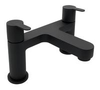 Strata Black Bath Filler Tap - Modern Matt Finish - Dual Lever - Solid Brass - Easy Fit for Standard Baths