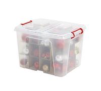 Strata Christmas Bauble Box 40L - Clear/Red Handles