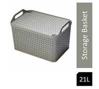 Strata Urban Grey Plastic Stackable Storage Basket & Lid (H)29Cm (W)30Cm (D)43.5Cm