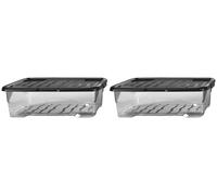 Strata Curve 2 x 30L Plastic Storage Boxes with Lid - Clear