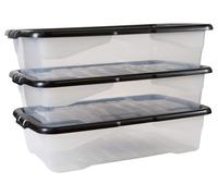 Strata Curve 3 x 42L Underbed Storage Boxes - Clear