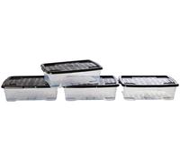 Plastic Storage Box 30 Litres - Clear & Black Curve by Strata