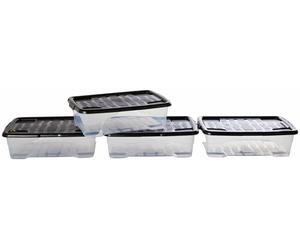 Strata Curve 4 x 30L Plastic Storage Boxes with Lid - Clear
