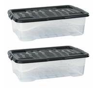 Plastic Storage Box 30 Litres - Clear & Black Curve by Strata