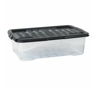 Plastic Storage Box 30 Litres - Clear & Black Curve by Strata