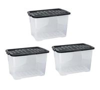 Strata Curve Storage Box 3-Pack, 65L, Clear - Bedding, Clothes, Toy Storage, 37x60x40cm