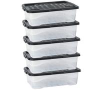 Plastic Storage Box 30 Litres - Clear & Black Curve by Strata